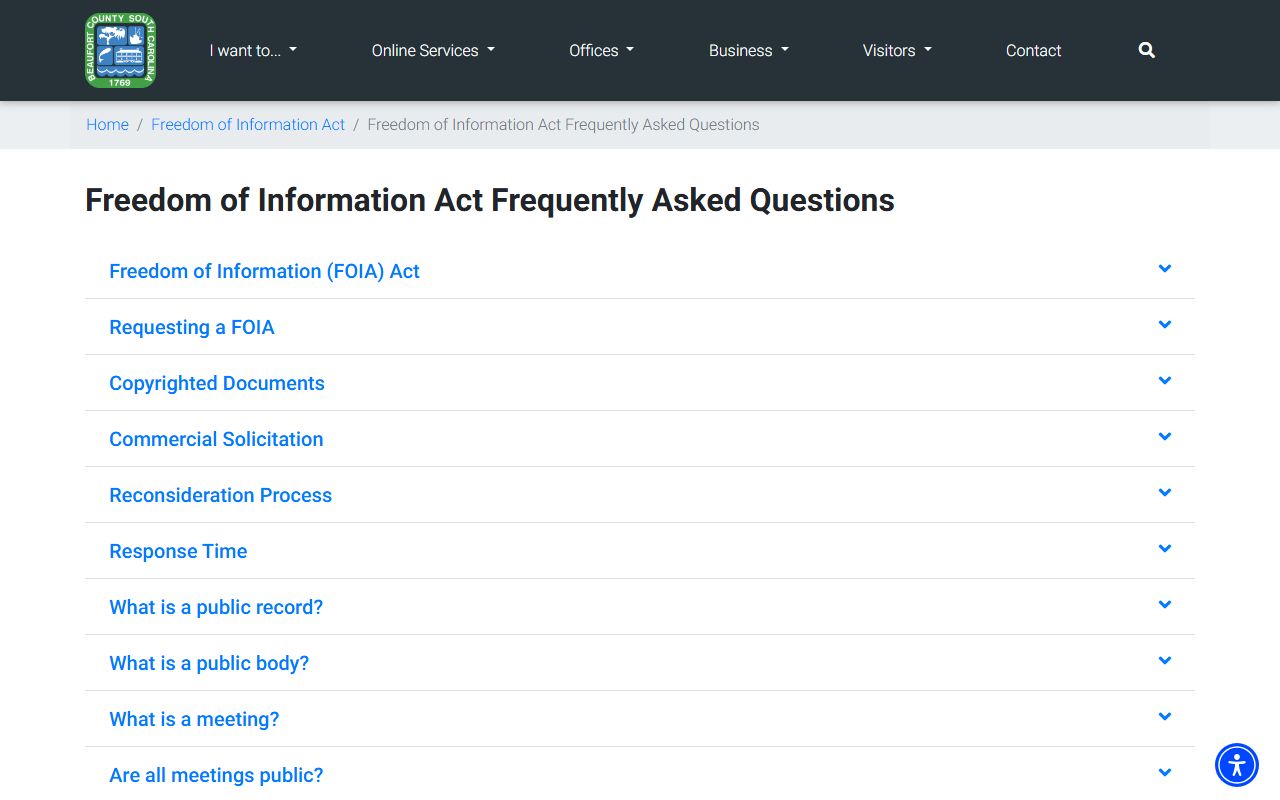 Beaufort County Clerk of Court records FOIA FAQ
