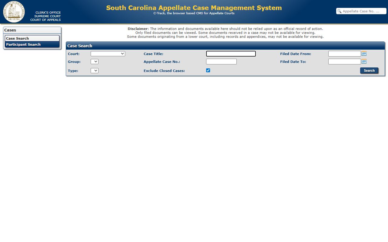 Beaufort County court dockets C-Track appellate case search