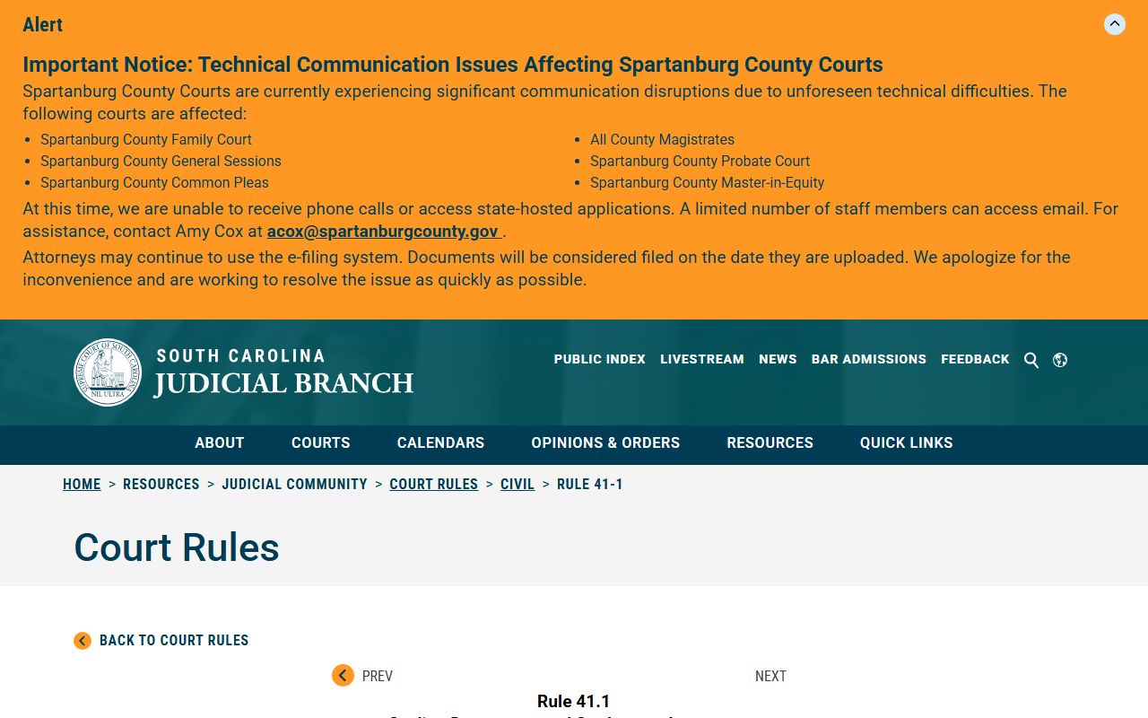 Beaufort County court dockets South Carolina Rule 41.1 sealing rule