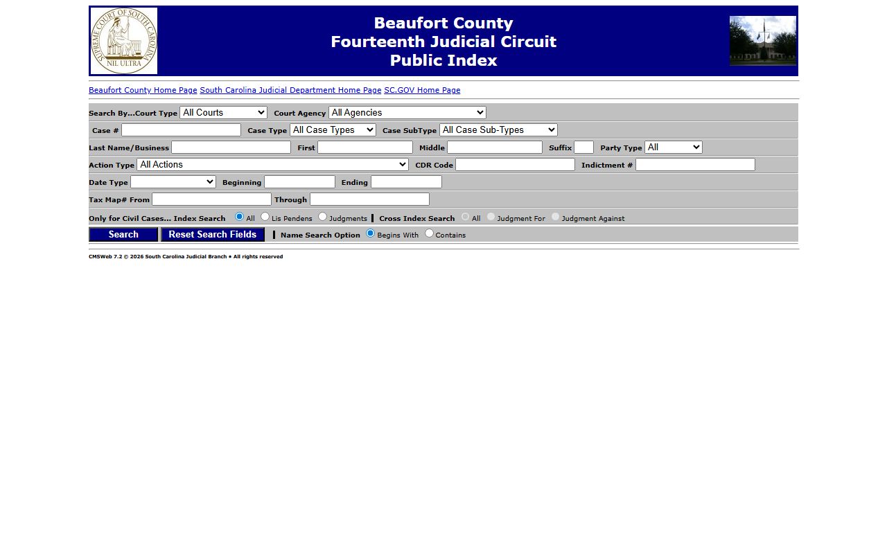Beaufort County court records Public Index case search