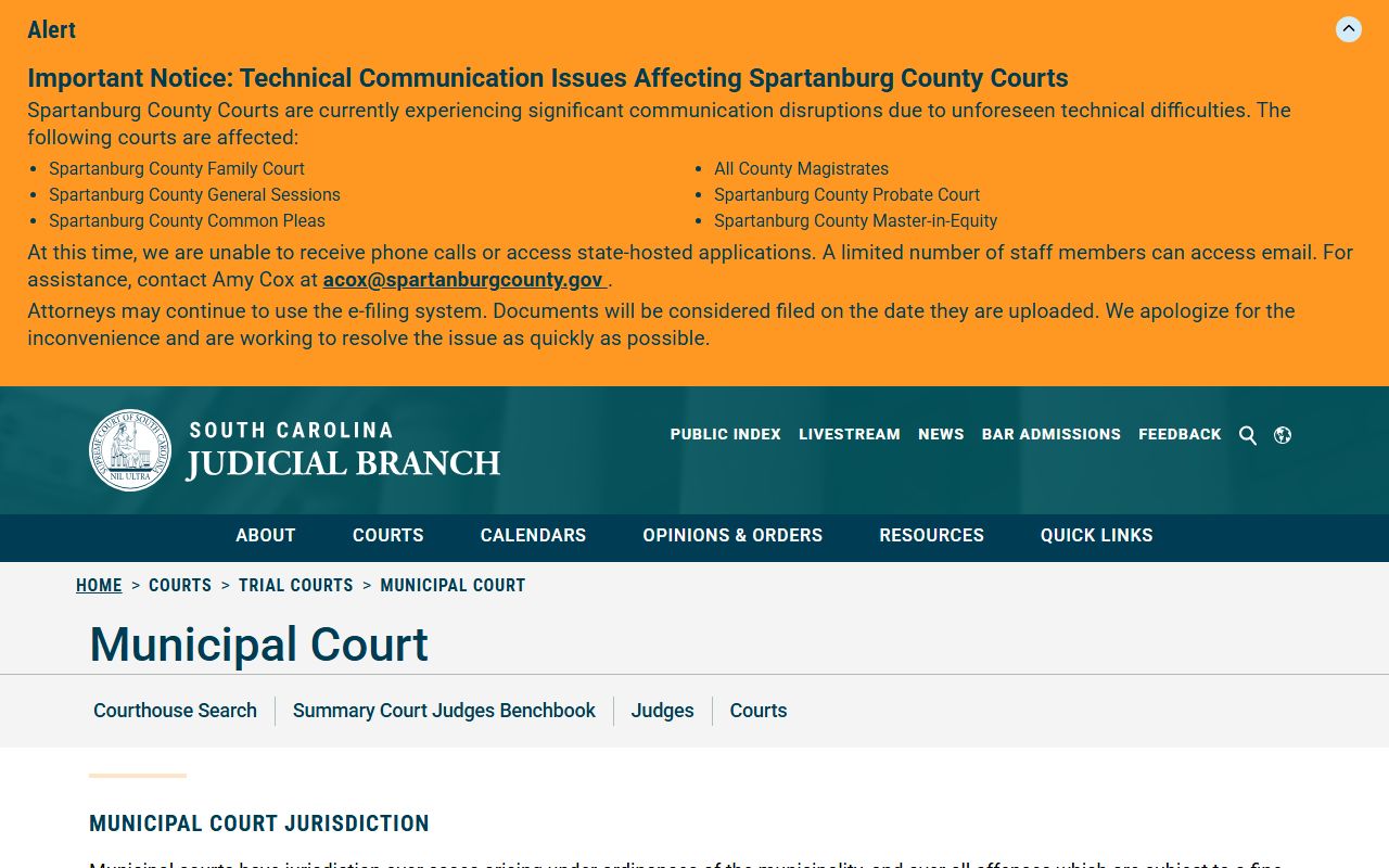 South Carolina Municipal Court overview for Beaufort County court records
