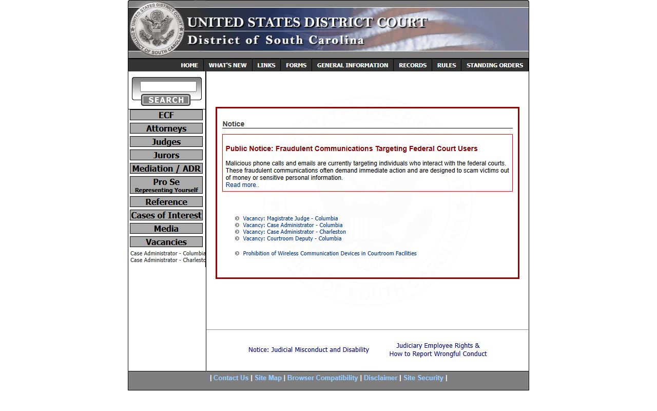 U.S. District Court for South Carolina records separate from Beaufort County Circuit Court
