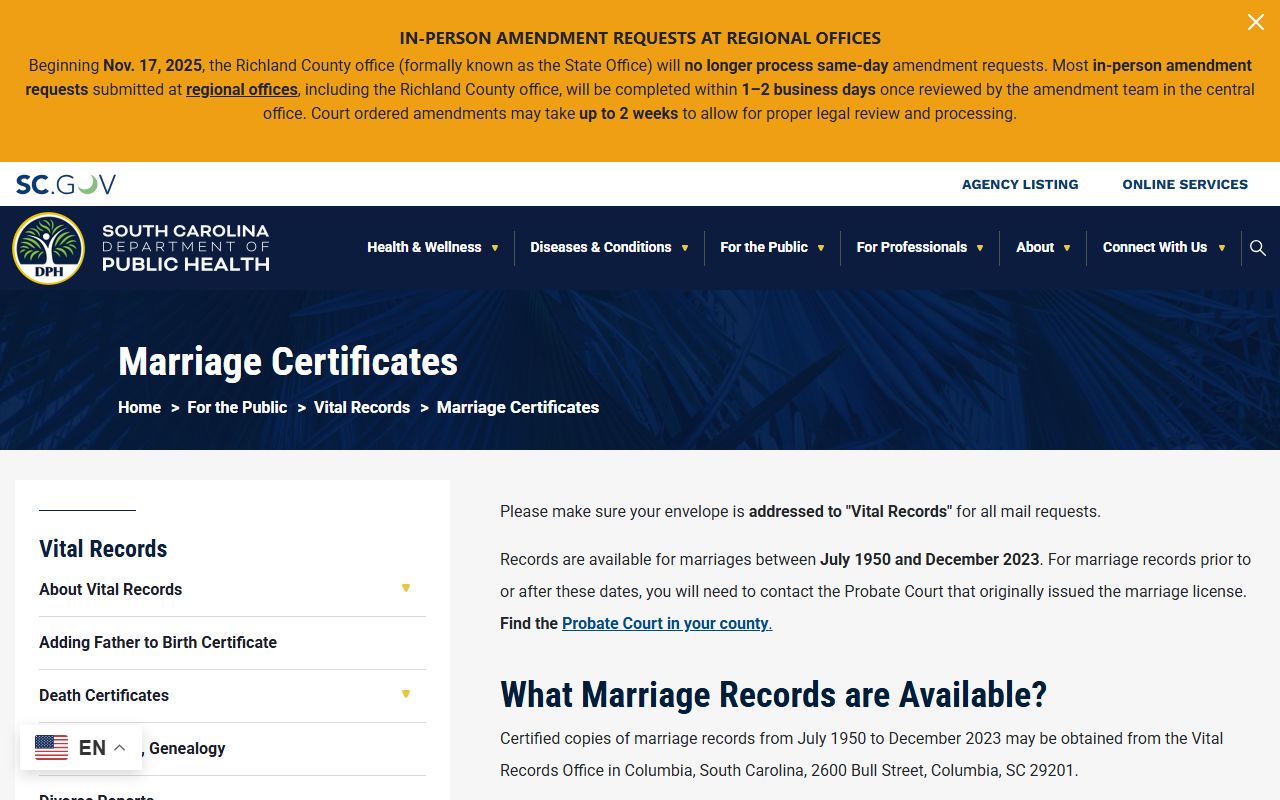 South Carolina DPH marriage certificates for Beaufort County marriage records
