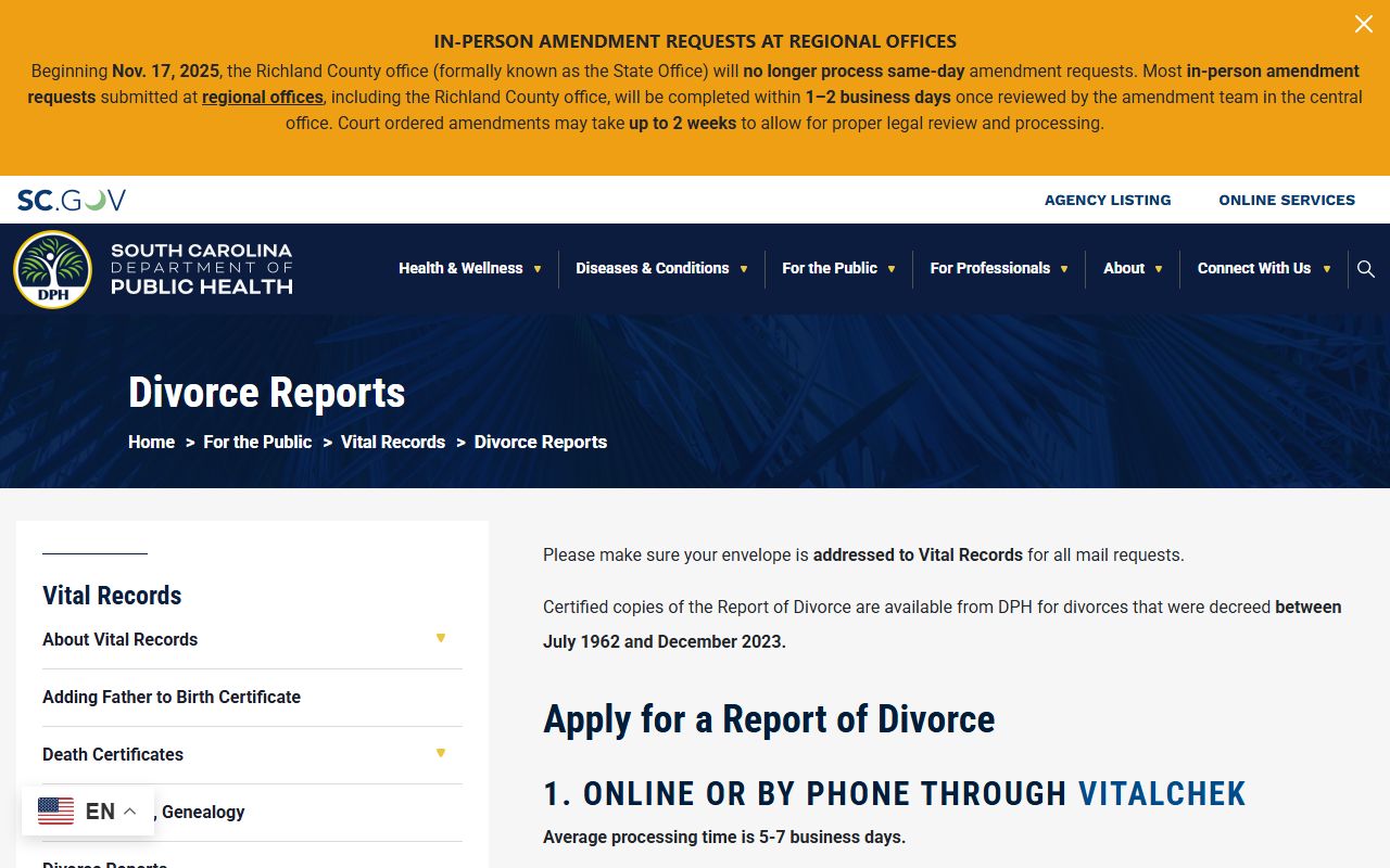 South Carolina DPH divorce reports for Beaufort County divorce records