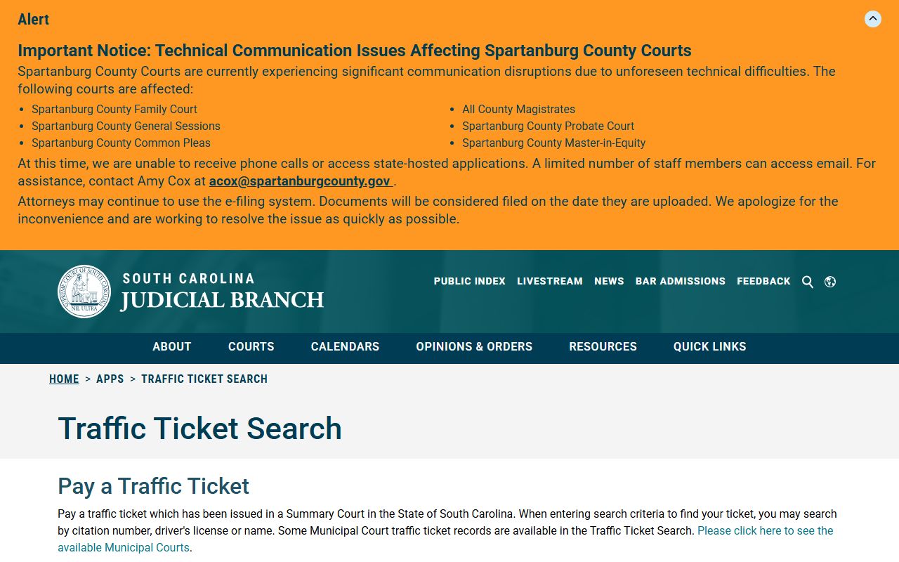 South Carolina traffic ticket search for Beaufort County traffic court records